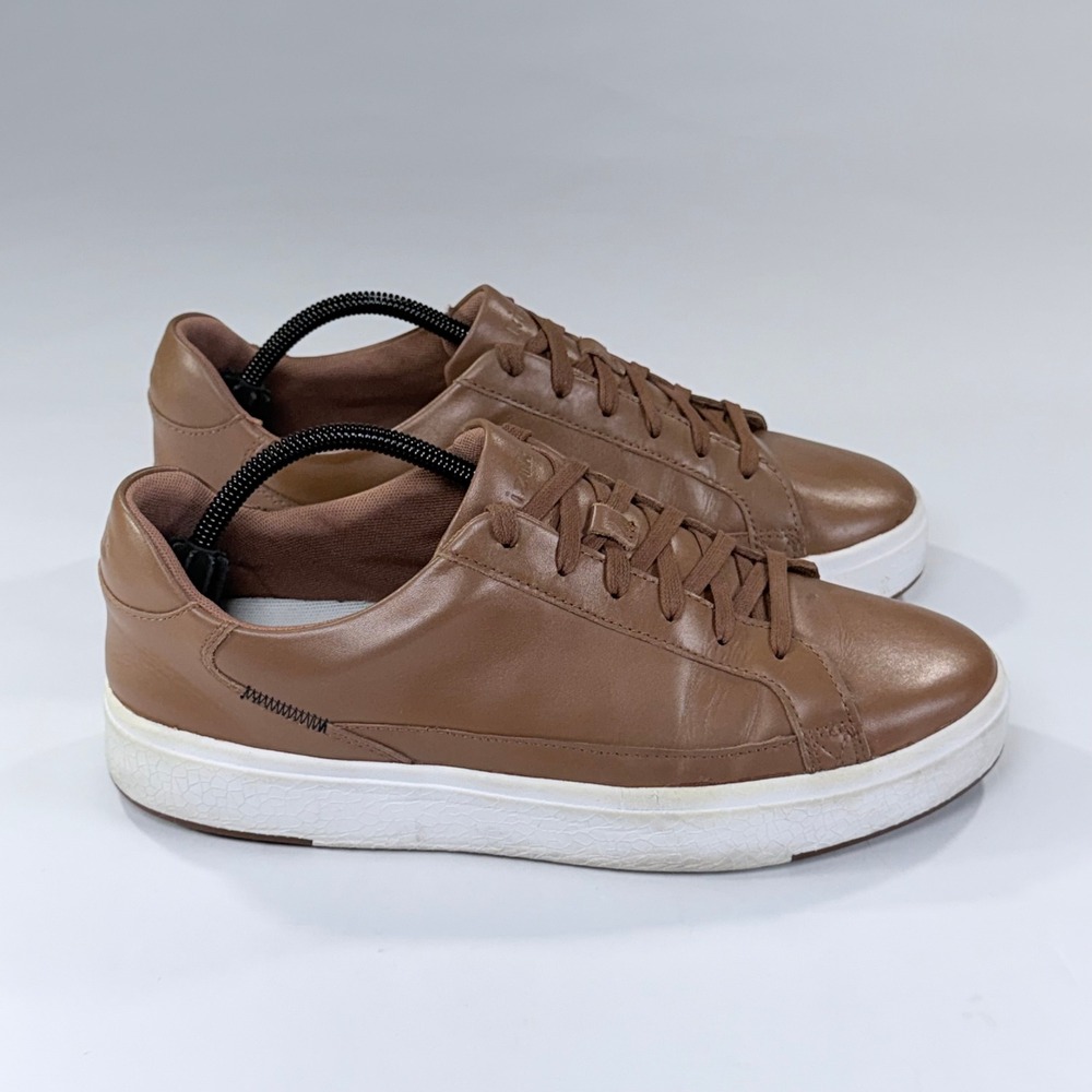Kizik Vegas Sneakers Men 11W Brown Leather HandsFree Slip On Comfort Casual Shoe